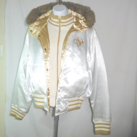 gold and white jacket